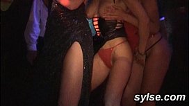 Nightclub cumshots orgy