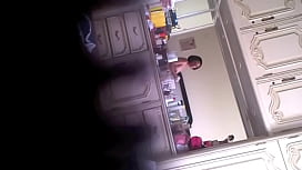 Boy spying on naked mom