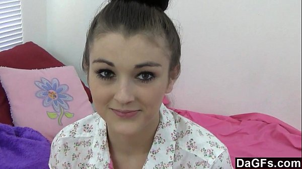 Teen rides dildo for her first time scene