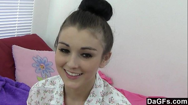 Teen rides dildo for her first time scene