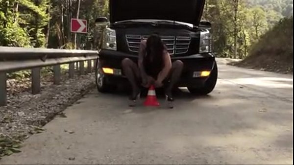 Russian girl self anal fisting traffic cone scene