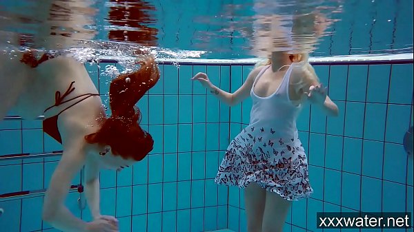 Russian teen blonde pool scene