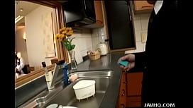Japanese mom fuck boy in kitchen