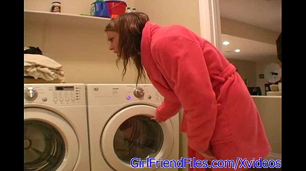 Horny milfs getting fucked on washing machine scene