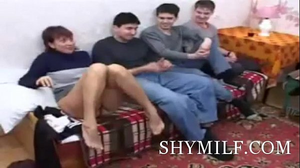 Russian mature lady group sex scene